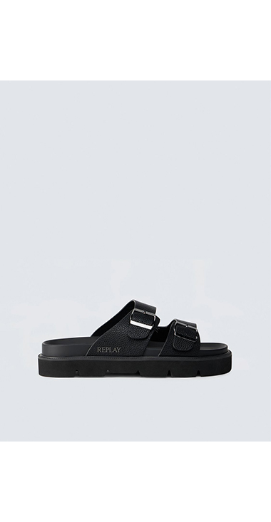 ダブルバンドフラットソールサンダル